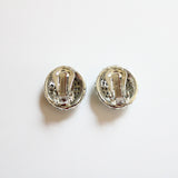 "Iridescent Green Rhinestones" Vintage 1960's Iridescent Green Rhinestone Clip on Earrings