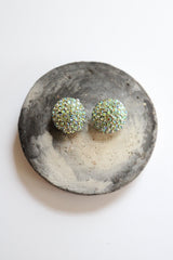 "Iridescent Green Rhinestones" Vintage 1960's Iridescent Green Rhinestone Clip on Earrings