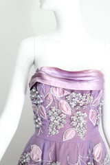 "Beaded Lilacs" Vintage 1950's Beaded Lilac Dress & Jacket UK 8 US 4