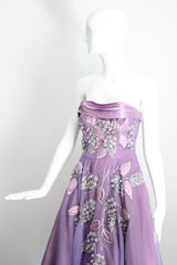 "Beaded Lilacs" Vintage 1950's Beaded Lilac Dress & Jacket UK 8 US 4