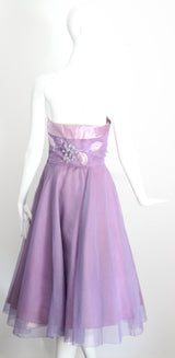 "Beaded Lilacs" Vintage 1950's Beaded Lilac Dress & Jacket UK 8 US 4