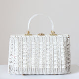 "Pearlescent Lucite & Ivory Weave" Vintage 1960's Large Ivory Weave Basket Bag
