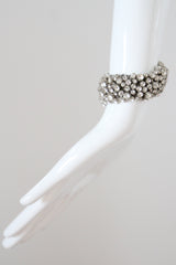 "Silver Rhinestone Clusters" Vintage 1960's Statement Silver Rhinestone Cluster Bracelet