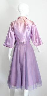 "Beaded Lilacs" Vintage 1950's Beaded Lilac Dress & Jacket UK 8 US 4