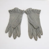 "Monochrome Stripes" Vintage 1950's Net Gloves UK 7