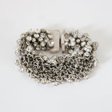 "Silver Rhinestone Clusters" Vintage 1960's Statement Silver Rhinestone Cluster Bracelet