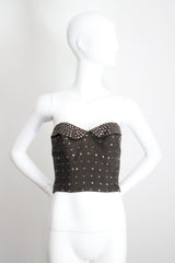 "Sequin Bustier" Vintage 1950's Charcoal Cotton & Pink Sequin Bustier UK 12 US 8