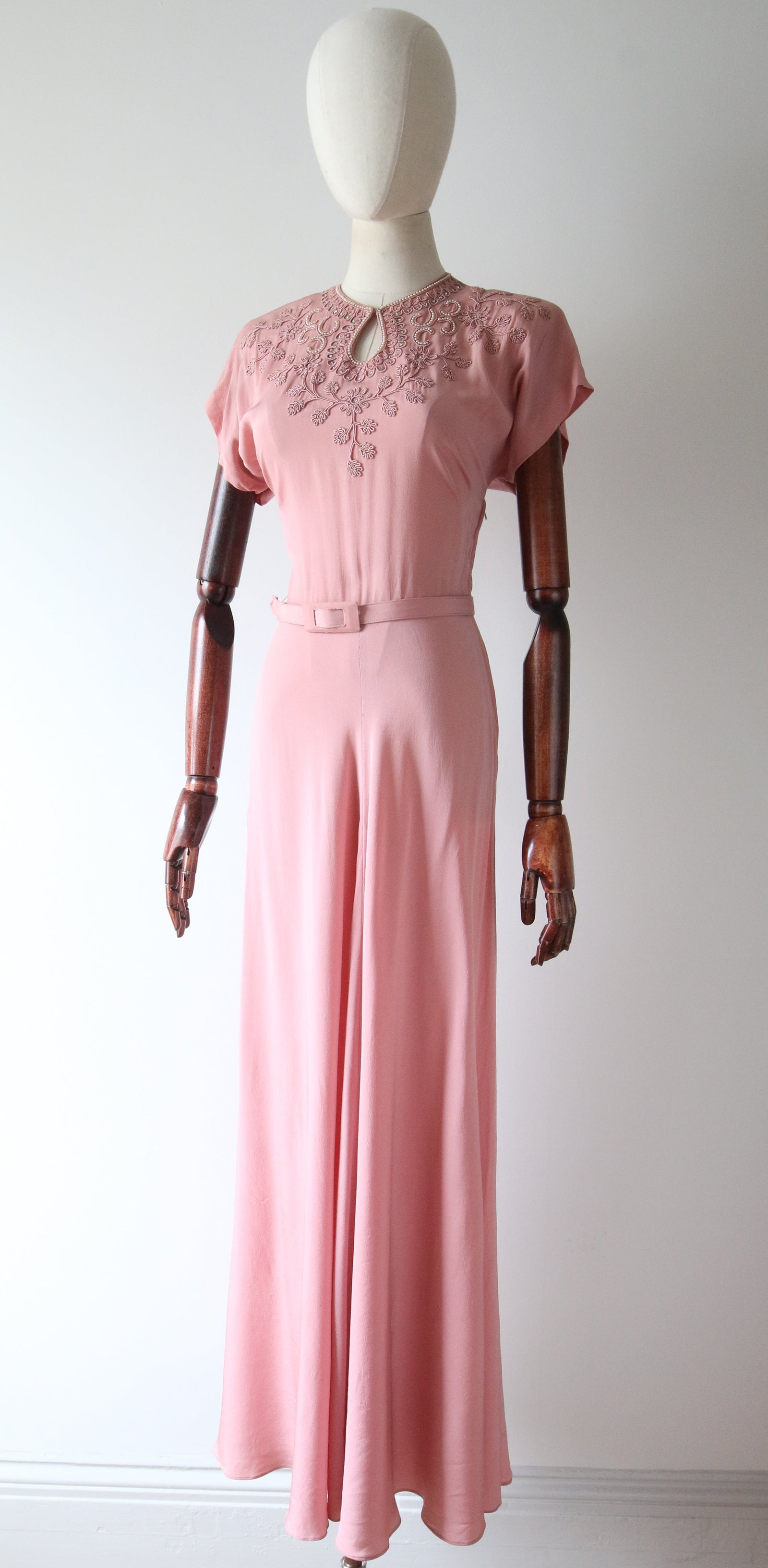 Vintage 1940s Floral Navy Rayon Slit Pocket Dress - Raleigh