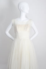 "Pleats & Lace" Vintage 1950's Ivory and Cream Emma Domb Dress UK 6-8 US 2-4