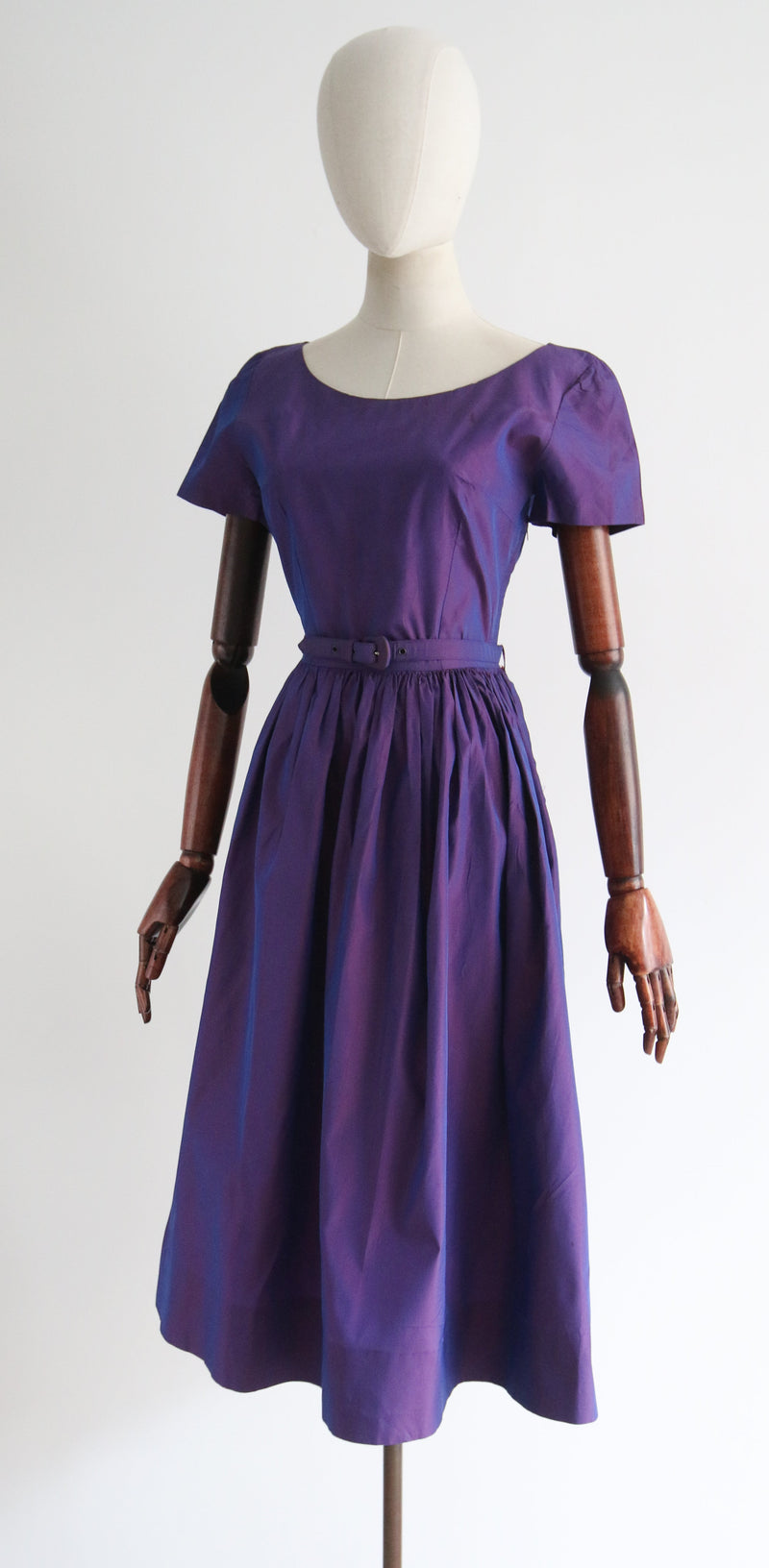 "French Violet Taffeta" Vintage 1950's French Violet Taffeta Silk Dress & Jacket UK 6 US 2