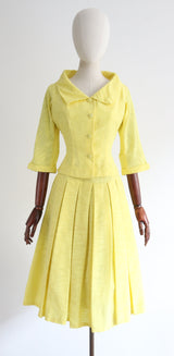 "Daffodil Yellow" Vintage 1950's Daffodil Yellow Dress & Jacket UK 10 US 6