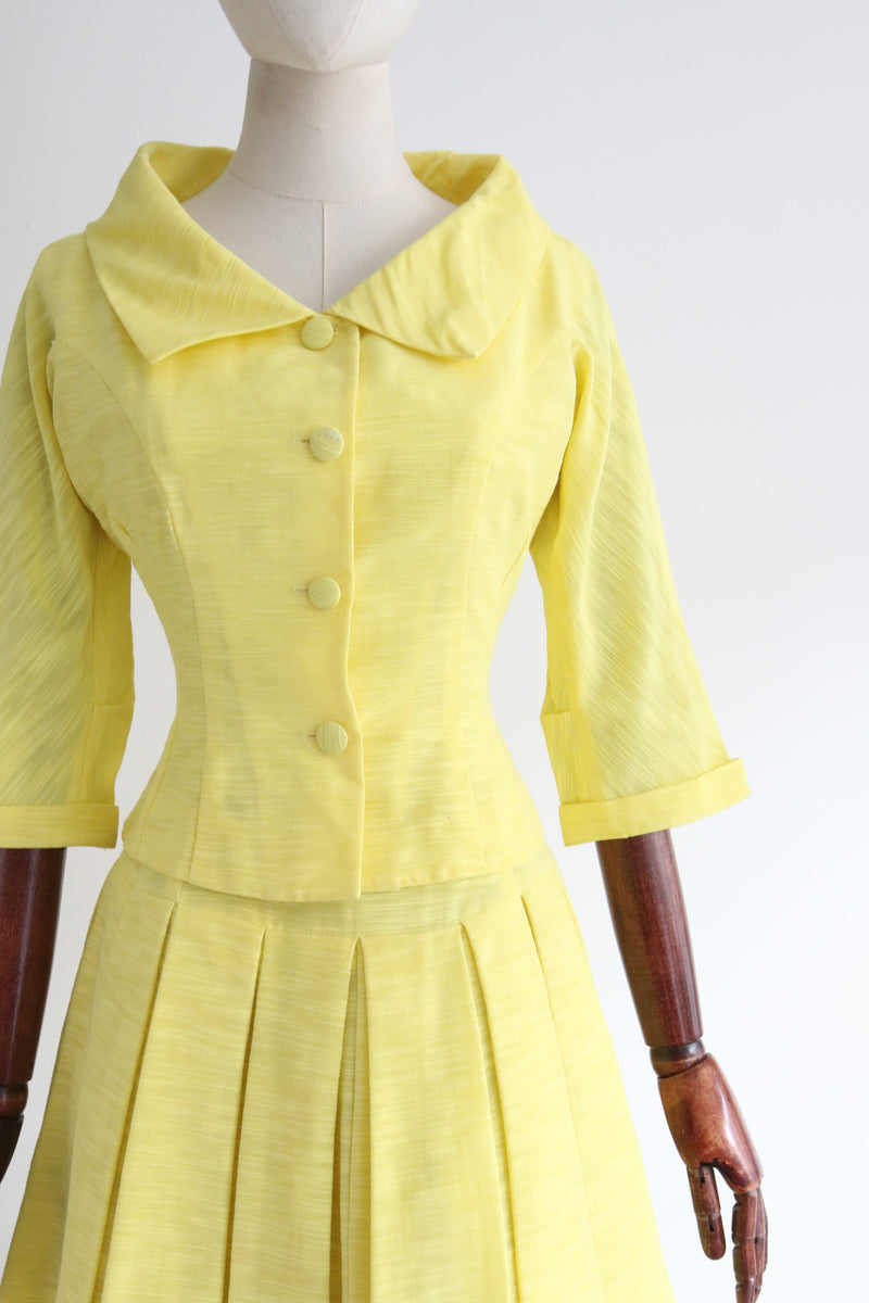 "Daffodil Yellow" Vintage 1950's Daffodil Yellow Dress & Jacket UK 10 US 6