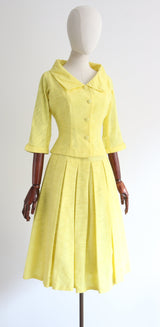 "Daffodil Yellow" Vintage 1950's Daffodil Yellow Dress & Jacket UK 10 US 6