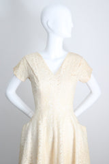 "Buttercream Lace" Vintage 1940's Cream Lace Dress UK 8-10 US 4-6