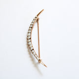 "Honeymoon" Antique Victorian Gold Crescent Moon & Seed Pearl Brooch
