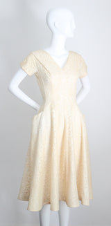 "Buttercream Lace" Vintage 1940's Cream Lace Dress UK 8-10 US 4-6