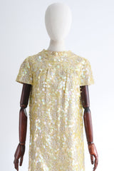 "Iridescent Laguna Sequins" Vintage 1960's Iridescent Sequin & Beaded Dress UK 12 US 8