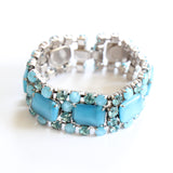 "Aqua Blue Rhinestone" Vintage 1950's Aqua Blue Rhinestone Bracelet