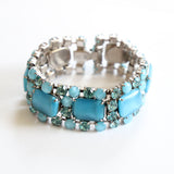 "Aqua Blue Rhinestone" Vintage 1950's Aqua Blue Rhinestone Bracelet