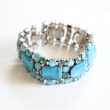 "Aqua Blue Rhinestone" Vintage 1950's Aqua Blue Rhinestone Bracelet