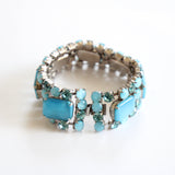 "Aqua Blue Rhinestone" Vintage 1950's Aqua Blue Rhinestone Bracelet