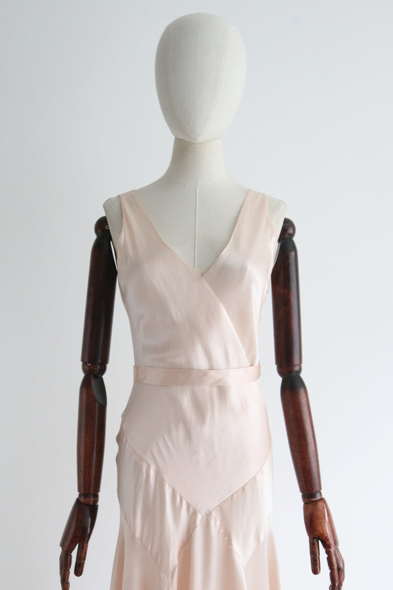 "Ballerina Pink" Vintage 1930's Ballerina Pink Satin Dress UK 10 US 6