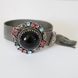 "Silver Mesh & Rhinestones" Vintage 1960's Silver Mesh & Rhinestone Statement Bracelet