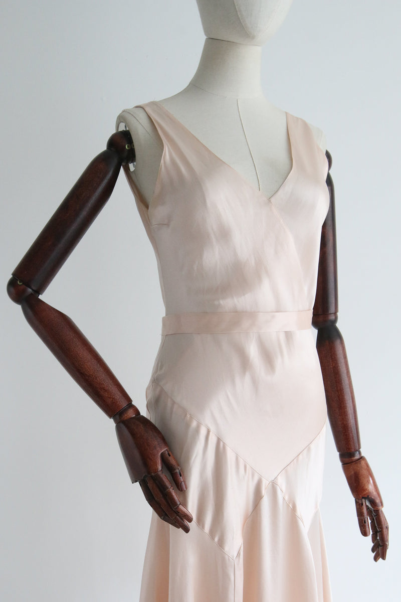 "Ballerina Pink" Vintage 1930's Ballerina Pink Satin Dress UK 10 US 6