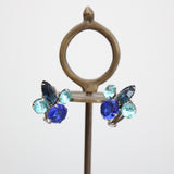 "Palette of Blues" Vintage 1950's Blue Rhinestone Clip on Earrings