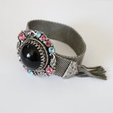 "Silver Mesh & Rhinestones" Vintage 1960's Silver Mesh & Rhinestone Statement Bracelet