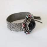 "Silver Mesh & Rhinestones" Vintage 1960's Silver Mesh & Rhinestone Statement Bracelet