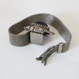 "Silver Mesh & Rhinestones" Vintage 1960's Silver Mesh & Rhinestone Statement Bracelet