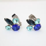 "Palette of Blues" Vintage 1950's Blue Rhinestone Clip on Earrings