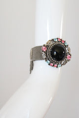 "Silver Mesh & Rhinestones" Vintage 1960's Silver Mesh & Rhinestone Statement Bracelet