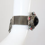 "Silver Mesh & Rhinestones" Vintage 1960's Silver Mesh & Rhinestone Statement Bracelet