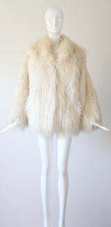 "Cream Curls" Vintage 1970's Cream Mongolian Sheepskin Coat UK 14-16 US 10-12