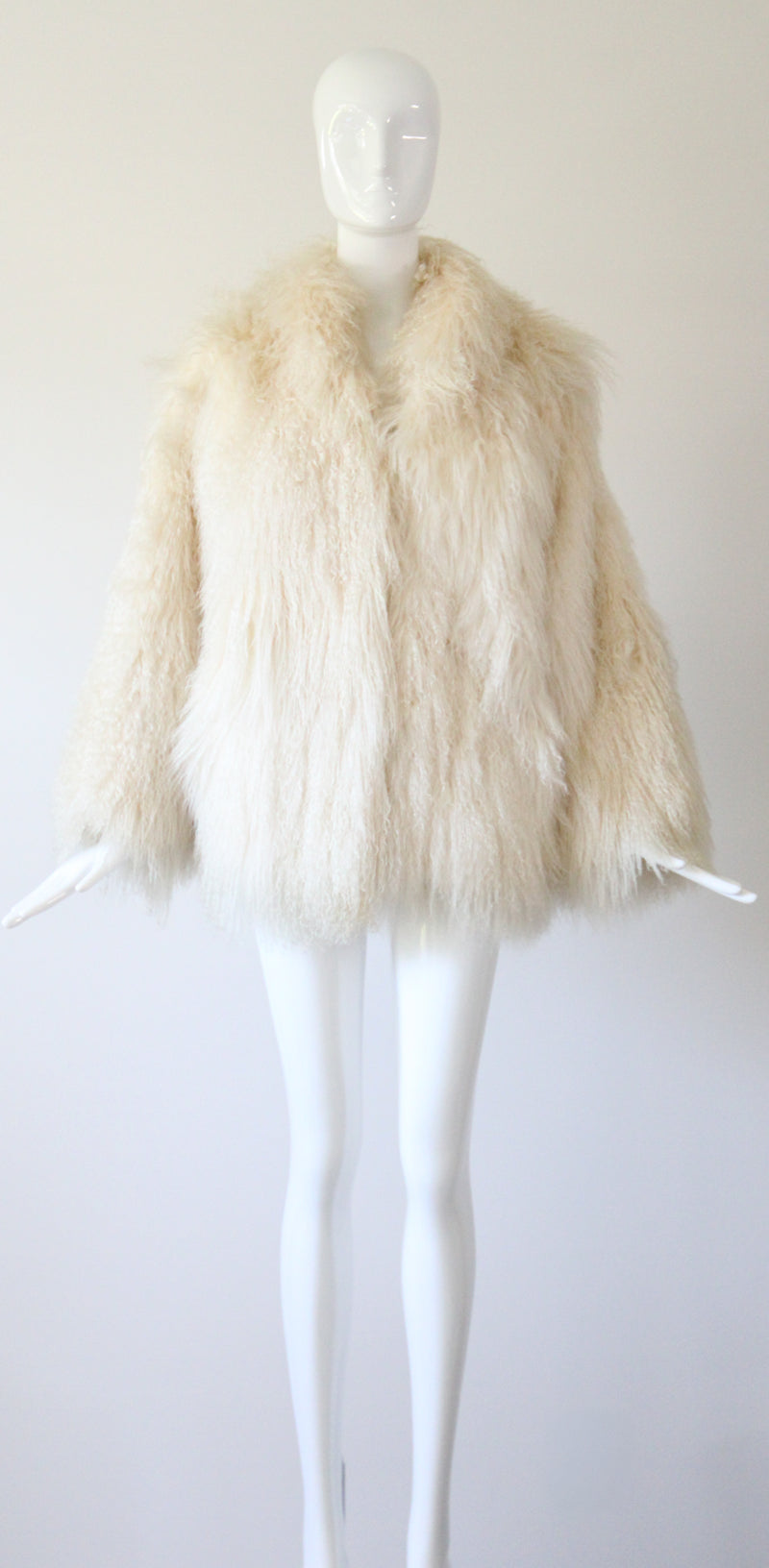 "Cream Curls" Vintage 1970's Cream Mongolian Sheepskin Coat UK 14-16 US 10-12