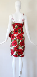 "Pleated Blooms" Vintage 1950's Silk Pleated Floral Cocktail Dress UK 6 US 2