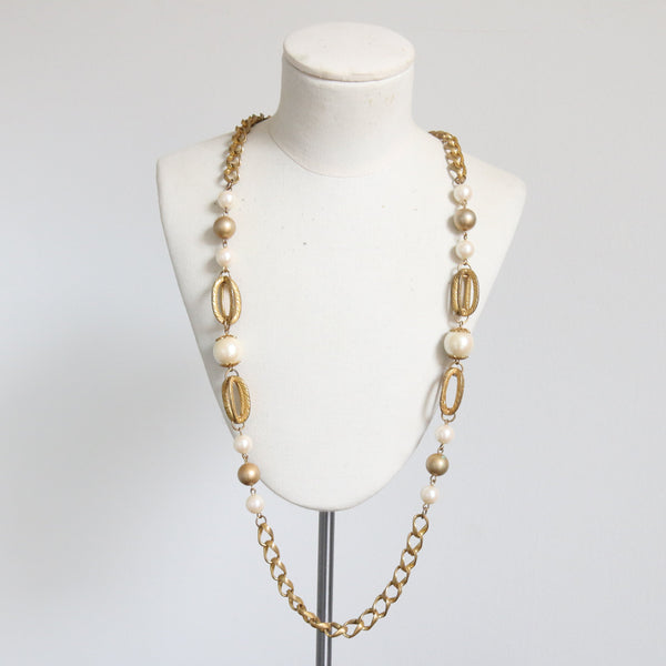 "Pearl Chains" Vintage 1960's Miriam Haskell Pearl Accented Chain Necklace