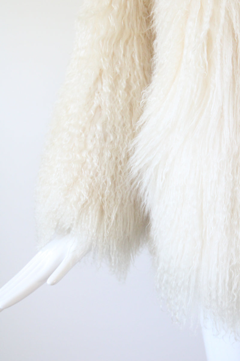 "Cream Curls" Vintage 1970's Cream Mongolian Sheepskin Coat UK 14-16 US 10-12