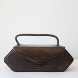 "Bitter Chocolate" Vintage 1940's Bitter Chocolate Brown Leather Box Bag