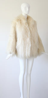 "Cream Curls" Vintage 1970's Cream Mongolian Sheepskin Coat UK 14-16 US 10-12