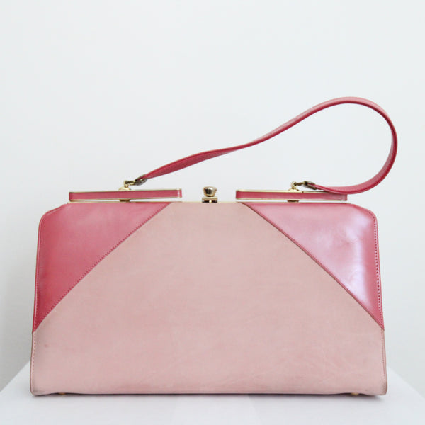 "Perfectly Pink" Vintage 1960's Pink Colour Block Handbag