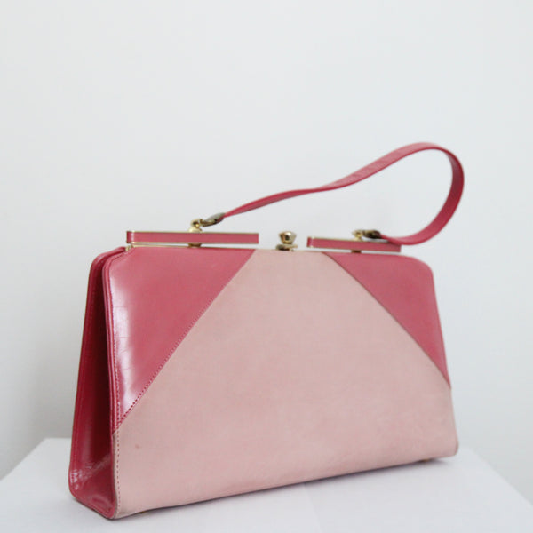 "Perfectly Pink" Vintage 1960's Pink Colour Block Handbag