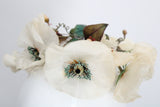 "Cream Anemones" Vintage 1950's Cream Anemone & Veil Hat