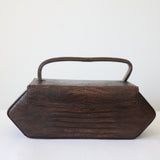 "Bitter Chocolate" Vintage 1940's Bitter Chocolate Brown Leather Box Bag