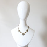 "Brass & Jadite" Vintage 1930's Brass & Enamel Detail Jadite Necklace