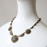 "Brass & Jadite" Vintage 1930's Brass & Enamel Detail Jadite Necklace