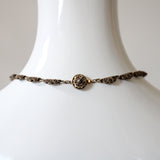 "Brass & Jadite" Vintage 1930's Brass & Enamel Detail Jadite Necklace