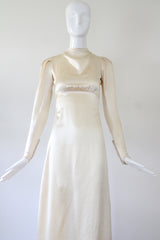 "Cream Satin Cowl" Vintage 1930's Cream Silk Satin Gown UK 4 US 0